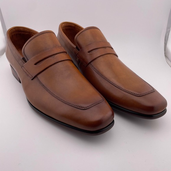 Florsheim Men Leather Rucci Penny Loafers Dress Shoes Cognac 11 EEE Wide Fit NEW - Picture 1 of 11